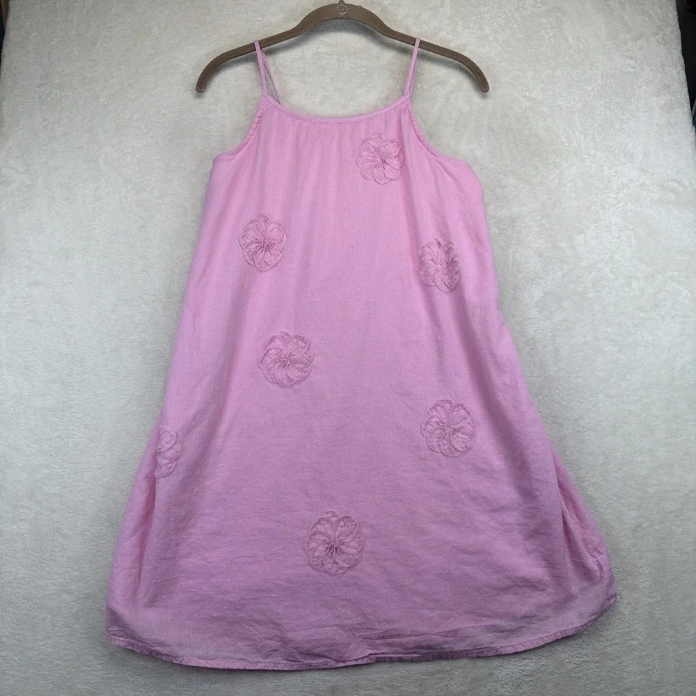 Abercrombie Kids Girls Dress 15/16 Pink Floral Embroidered Swing Sundress